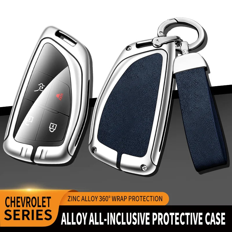 GPRGIT Metal Leather 3/4/5/6 Button Car Key Cover Case for Chevrolet/GMC Yukon/Suburban/Tahoe 2015-2016