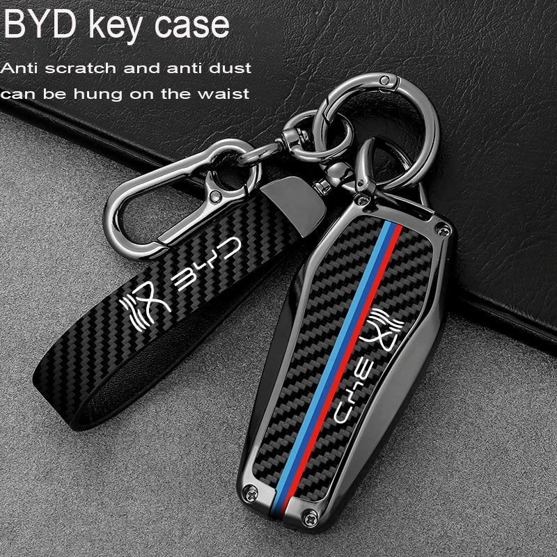 GPRGIT Metal Carbon Fiber Car Key Case Cover for BYD Tang EV600 Han EV Yuan PLUS ATTO 3 Song PLUS Pro MAX DMI MAX Qin Auto Accessories