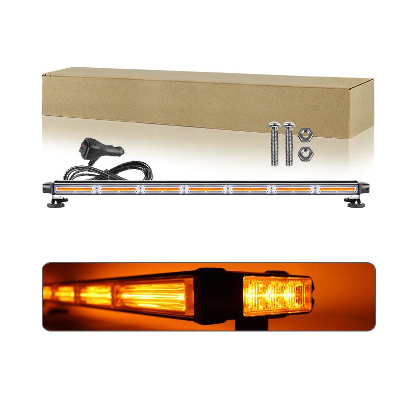 12-96 Led 12v Both Side Magnetic Emergency Traffic Advisor Flash Strobe Light Bar Amber Flashing Light