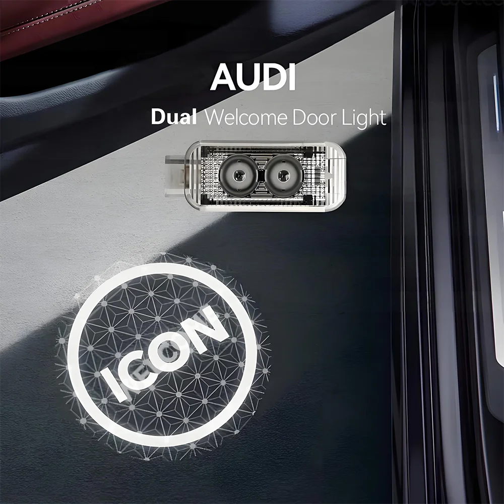 GPRGIT Dual Lens Icon Welcome Door Light for Audi A6L A4L A7 S6 RS6 RS4 TTS TT RS Q2 Q3 Q5 Q7 R8 12V
