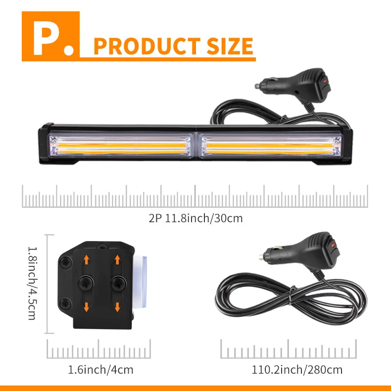New 12V 24V Automotive COB LED Warning Light Bar Rooftop Traffic Advisor Emergency Flashing LED Strobe Lights High Quality