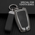 GPRGIT Zinc Alloy Leather Car Logo Key Case Cover for Toyota Camry Corolla CHR C-HR RAV4 Prius Prado 2017 2018 Key Fob Auto Accessories