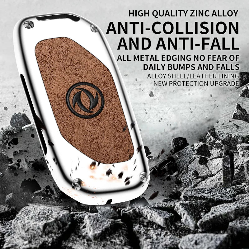 GPRGIT Car Logo Zinc Alloy Leather Car Key Case Cover for DongFeng DFM 370 S560 AX7 AX5 AX4 AX3 MX5 Keychain Styling Accessories