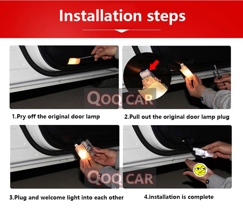 GPRGIT For Land Cruiser 12V HD No Fading Car LED Door Warning Light with Laser Projector Ghost Shadow and Welcome Logo Lights