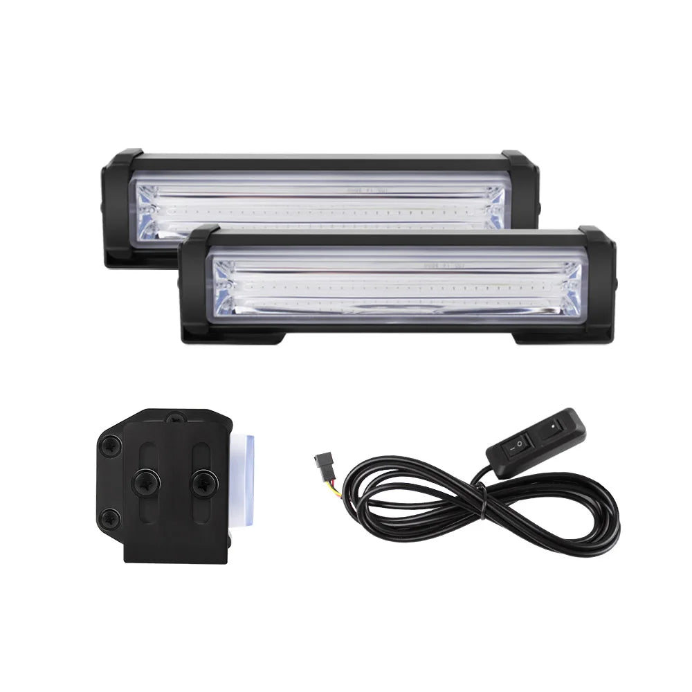 2X 6 Inch 20W Yellow Cob Led Emergency Warning Light Bar Grille Flash Strobe DRL Driving Lights 24V for Trucks Offroad Car