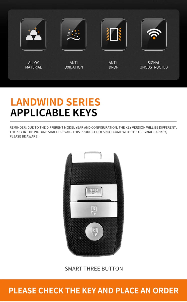 GPRGIT Car Logo Zinc Alloy Leather 3 Buttons Car Key Case Cover for Landwind X7 X5 Keychain Protective Holder Keyless Shell Accessories