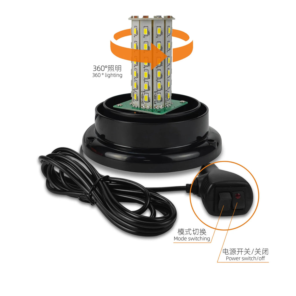 30W LED Rotating Amber Strobe Warning Light for Emergency Vehicles Forklift Truck Tractor Cars-Auto Exterior Lighting