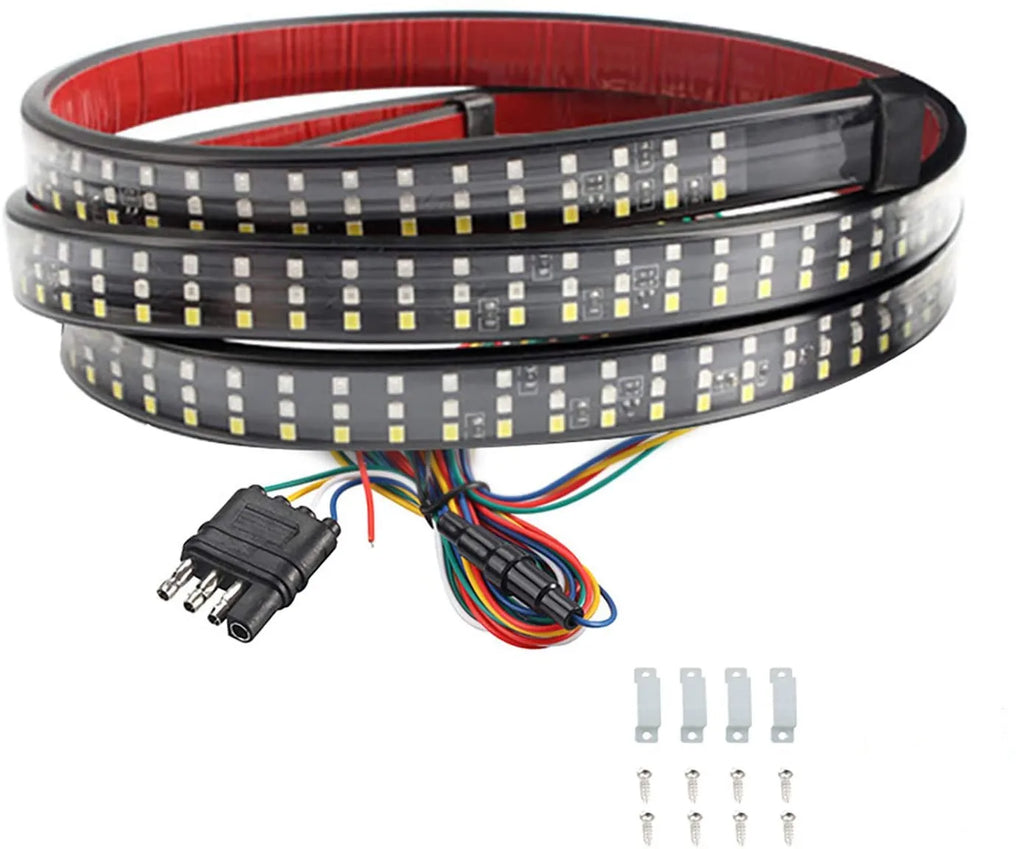 GPRGIT Truck Tailgate Strip 60 Inch Triple LED Sequential Turn Signal Brake Reverse Light 12V