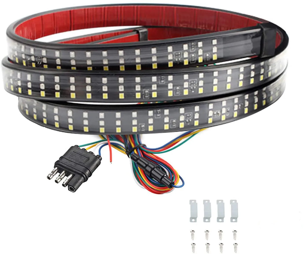 GPRGIT Truck Tailgate Strip 60 Inch Triple LED Sequential Turn Signal Brake Reverse Light 12V