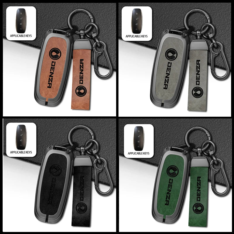 GPRGIT Zinc Alloy Leather Car Remote Cover Case for BYD Denza N7 DM-i EV Interior
