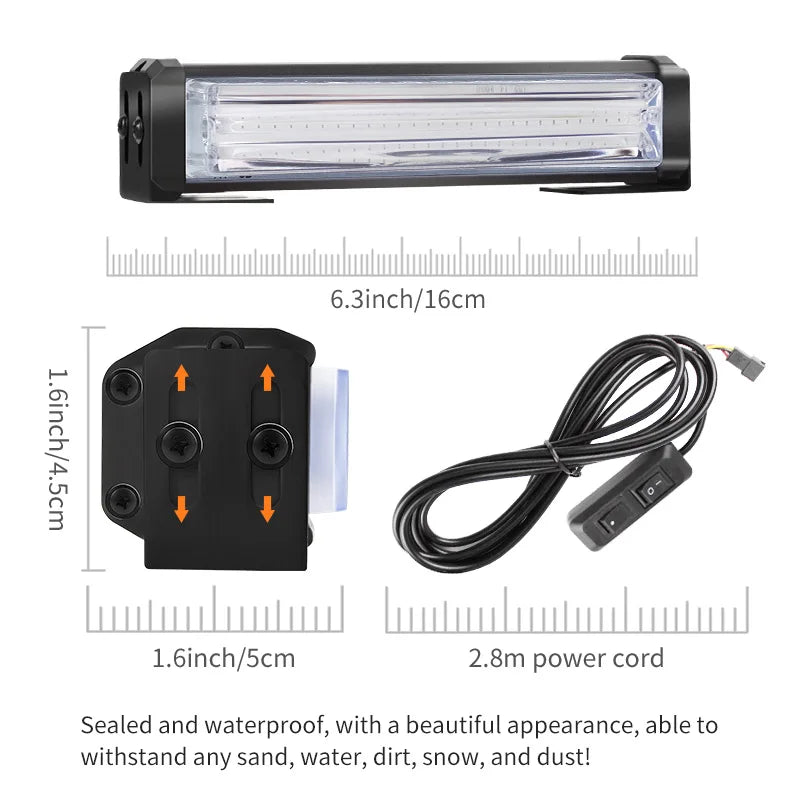 4pcs COB LED Warning Strobe Lights Bar Car Grille Light Day Running LED Flasher Emergency Flashing Lights Kit for Truck