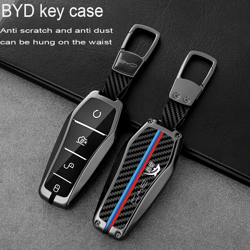 GPRGIT Metal Carbon Fiber Car Key Case Cover for BYD Tang EV600 Han EV Yuan PLUS ATTO 3 Song PLUS Pro MAX DMI MAX Qin Auto Accessories