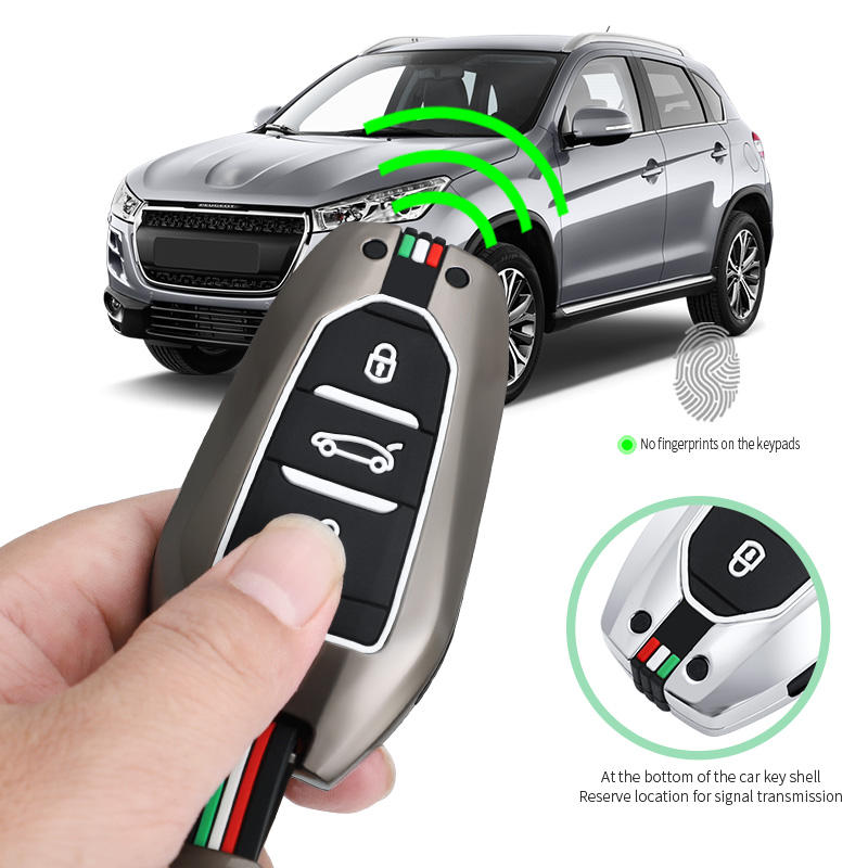 GPRGIT Metal Car Key Case Cover for Peugeot 308, 408, 508, 2008, 3008, 4008, 5008, Citroen C4, DS3, DS4, DS5