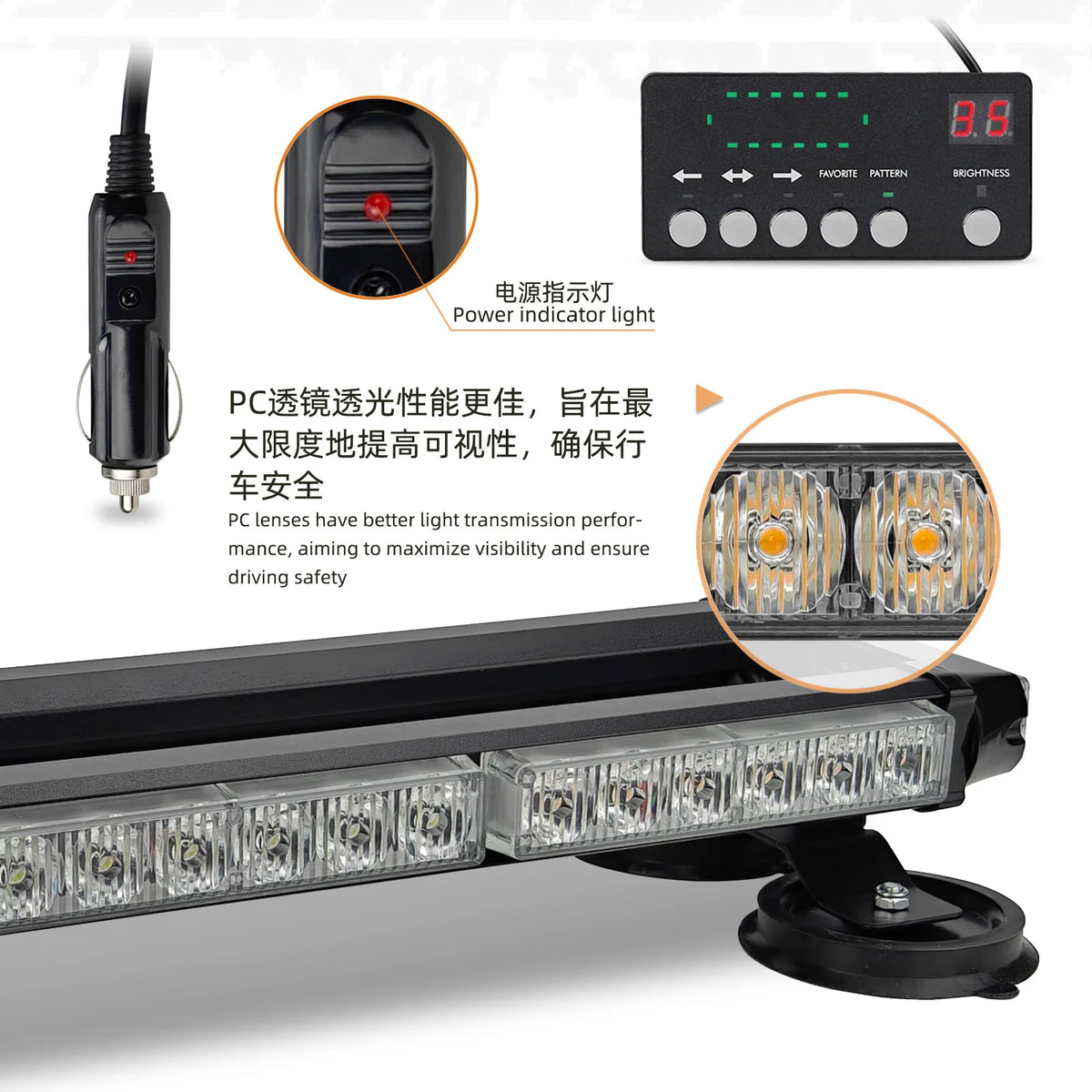 New Led Strobe Light Bar Lumens Strobe Light Bar Double-sided Flashing Emergency Warning Remote Control 28 Magnets New Universal