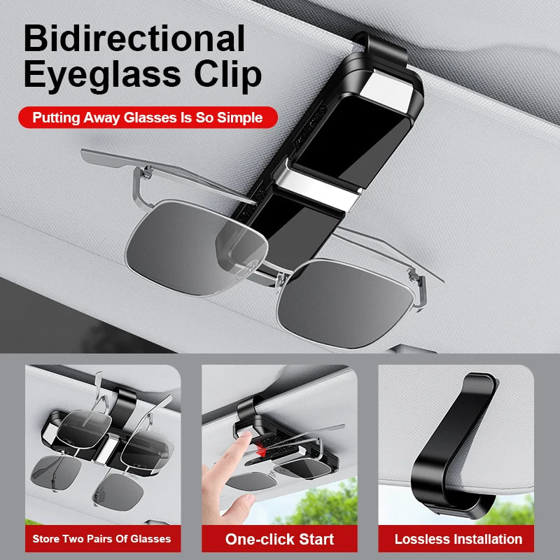 GPRGIT Double-Headed Car Sun Visor Clip Sunglasses Mirror Holder ABS