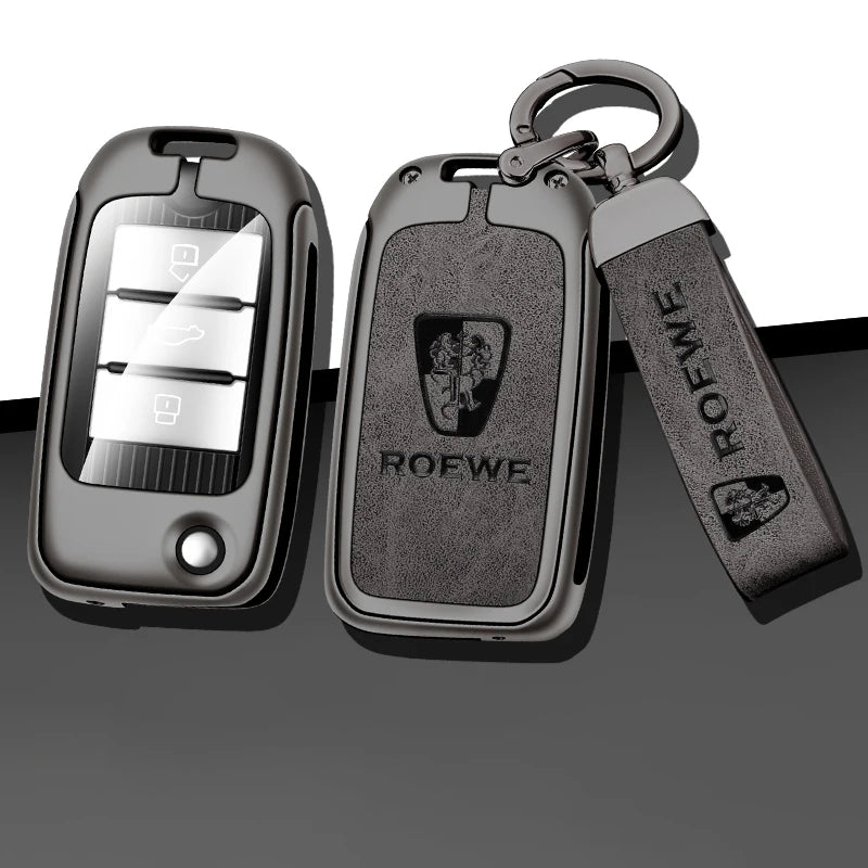 GPRGIT Hot Sale Zinc Alloy Leather Car Key Case Cover for Roewe RX5 I5 MAX RX3 2017 for MG MG6 ZS HS Flip Keychain Accessories