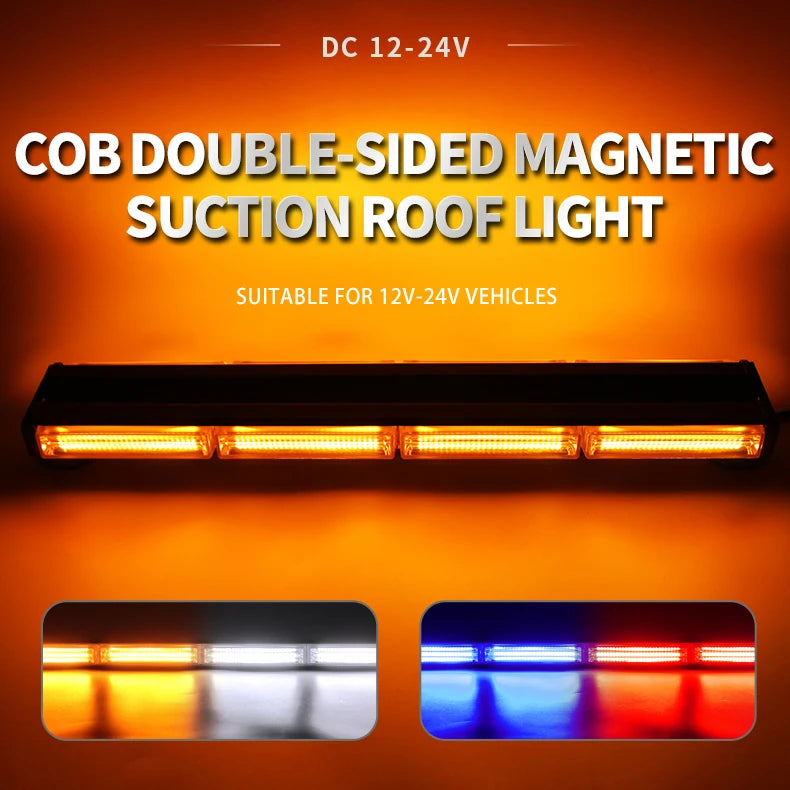 Truck 13inch LED Strobe Light Bars Double Row Waterproof LED Warning Emergency Flashing Lights Amber Blue White Red