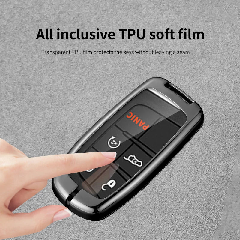 GPRGIT Carbon Car Logo Key Case for Jeep Grand Cherokee Chrysler 300C Renegade FIAT Freemont Dodge Ram 1500 Challenger Dart Accessories