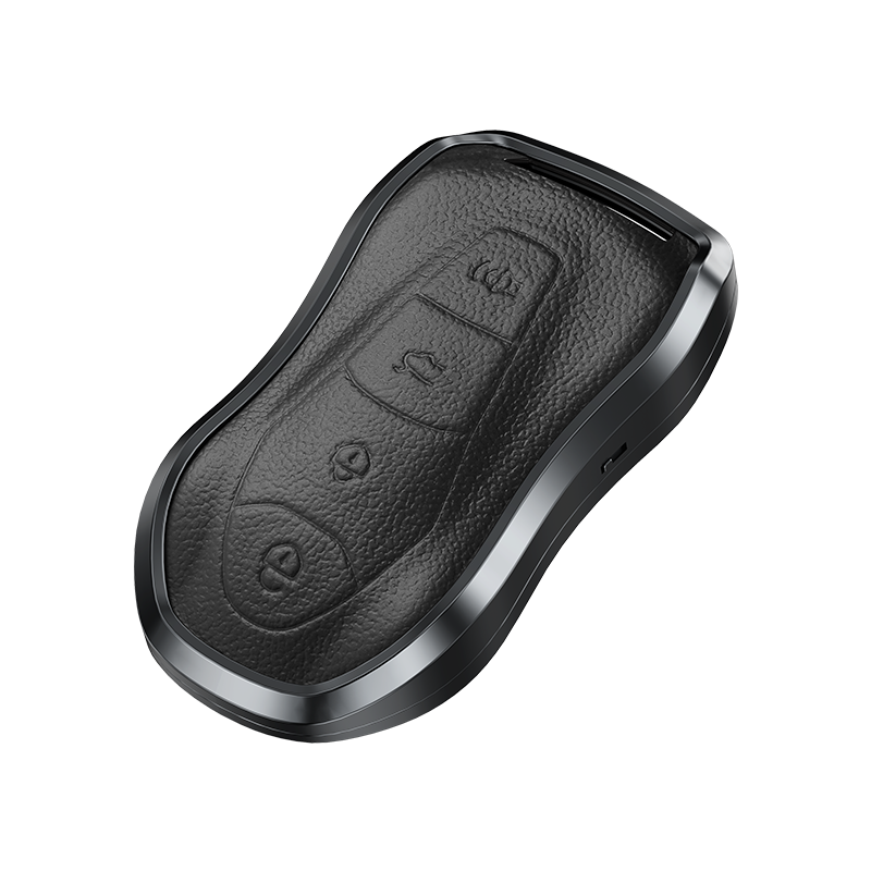 GPRGIT Aluminum Alloy+Leather Car Key Cover Case for Geely Tugella Xingyue Boyue Pro Atlas Pro