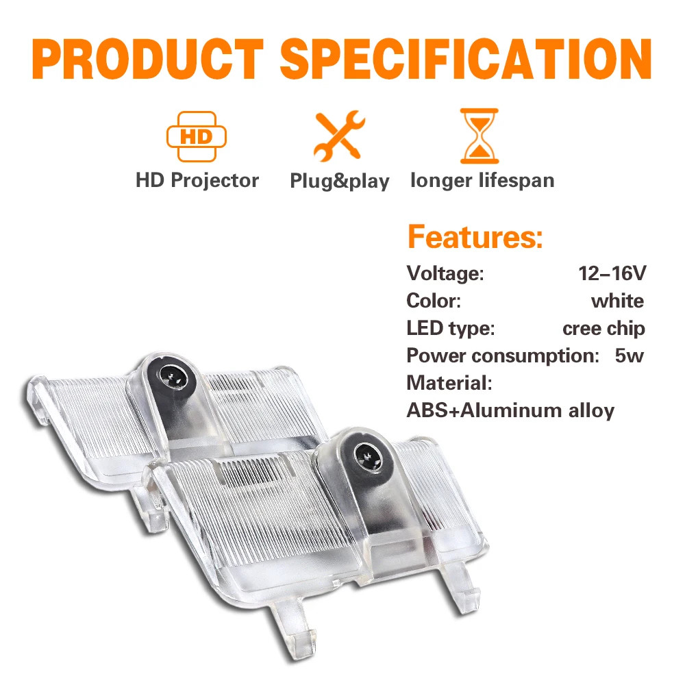 GPRGIT Car LED Door Logo Projector Ghost Shadow Light for Mazda 6 Atenza 2014-2016, 12V