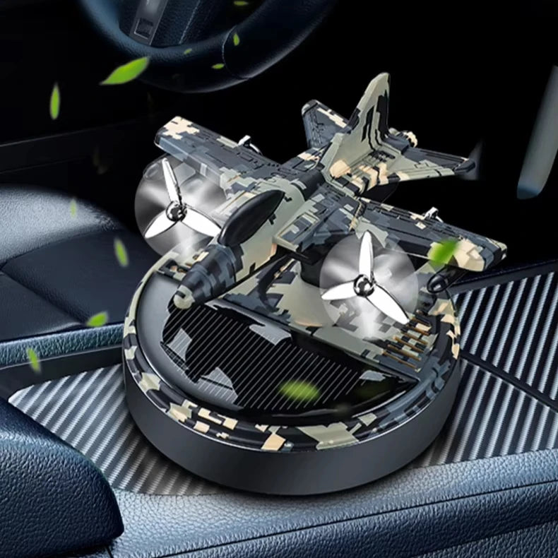 GPRGIT Solar Powered Car Perfume Combat Plane Ornament Rotating Diffuser Aromatherapy Odor Remover