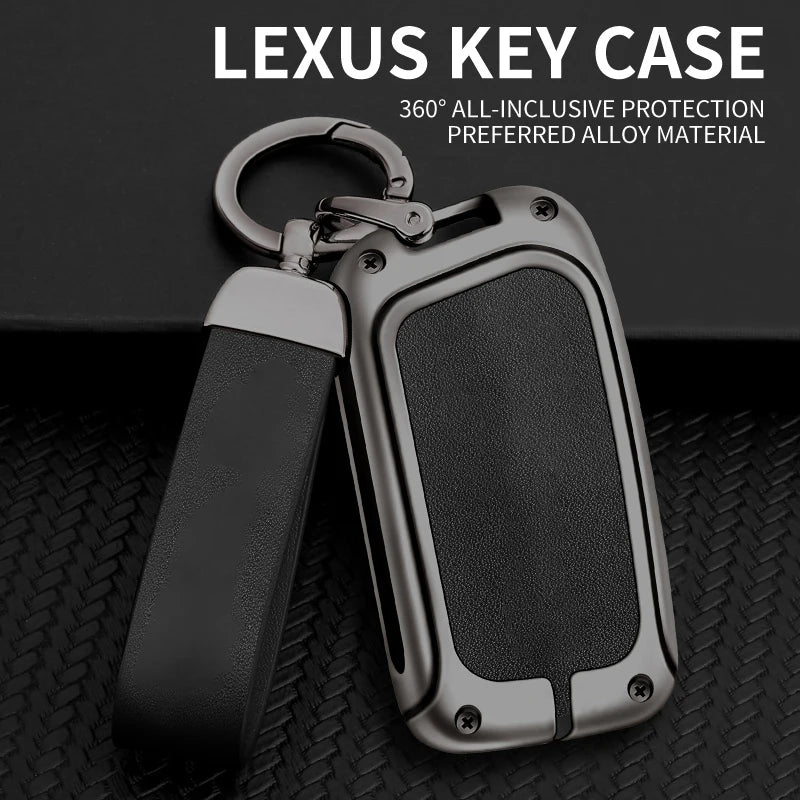 GPRGIT Zinc Alloy Leather Car Logo Key Case Cover for Lexus LX IS GS RX300 RX450 2016-2019 NX 2020 Key Protector Fob Auto Accessories