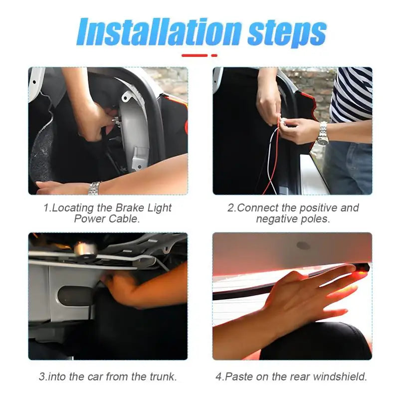 GPRGIT Car LED Third Brake Light Rear Windshield Turn Signal Light - Universal Fit - 12V, 3W, Amber/White, Surface Mount, PC+LED