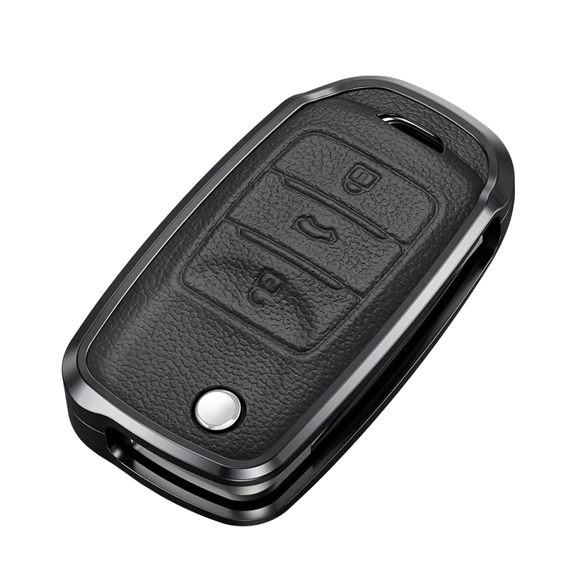 GPRGIT Flip Aluminum Leather Car Key Case Cover Shell for Changan CS15 CS35 CS75 EV E-Star EADO Raeton V3 V5 V7 Holder Accessories