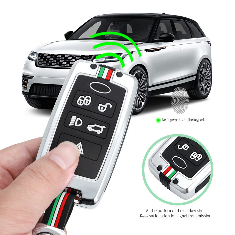 GPRGIT Zinc Alloy Car Key Case Cover Shell for Land Rover Range Rover Sport Discovery 3 4 Elander 2 Evoque 5 Buttons