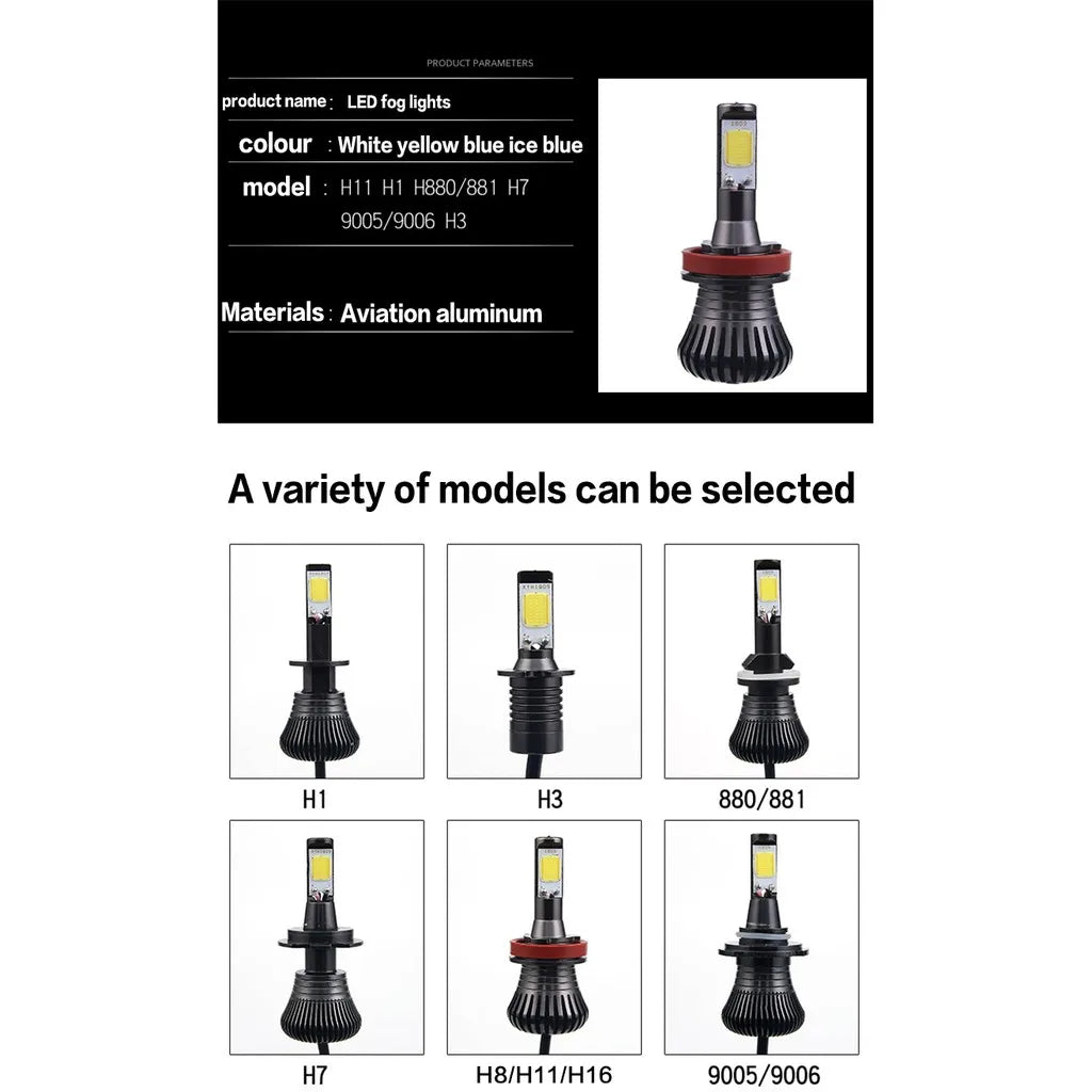 Dual-Color LED Fog Light Bulbs H3 H7 H11 9005 881 H4 H8 H16 9006 HB3 HB4 880 H27 H1, 20W