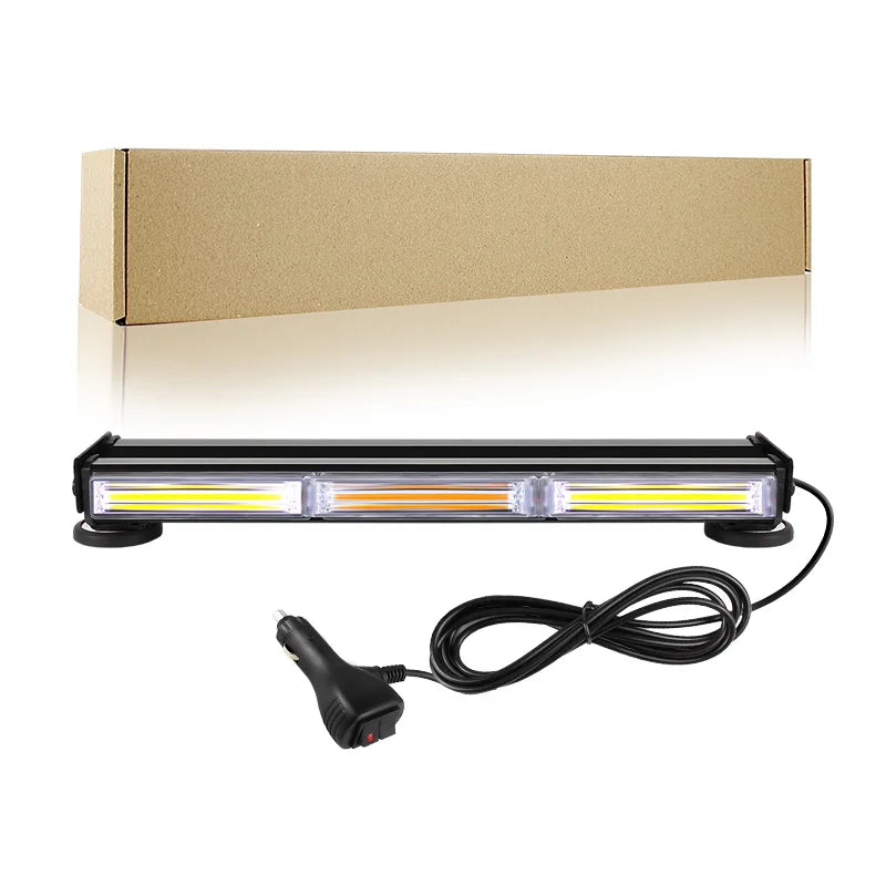 17inch LED Strobe Light Bar for Car Magnetic Dual Row Urgent Flashing Lights Safety Warning Flash COB Lamp