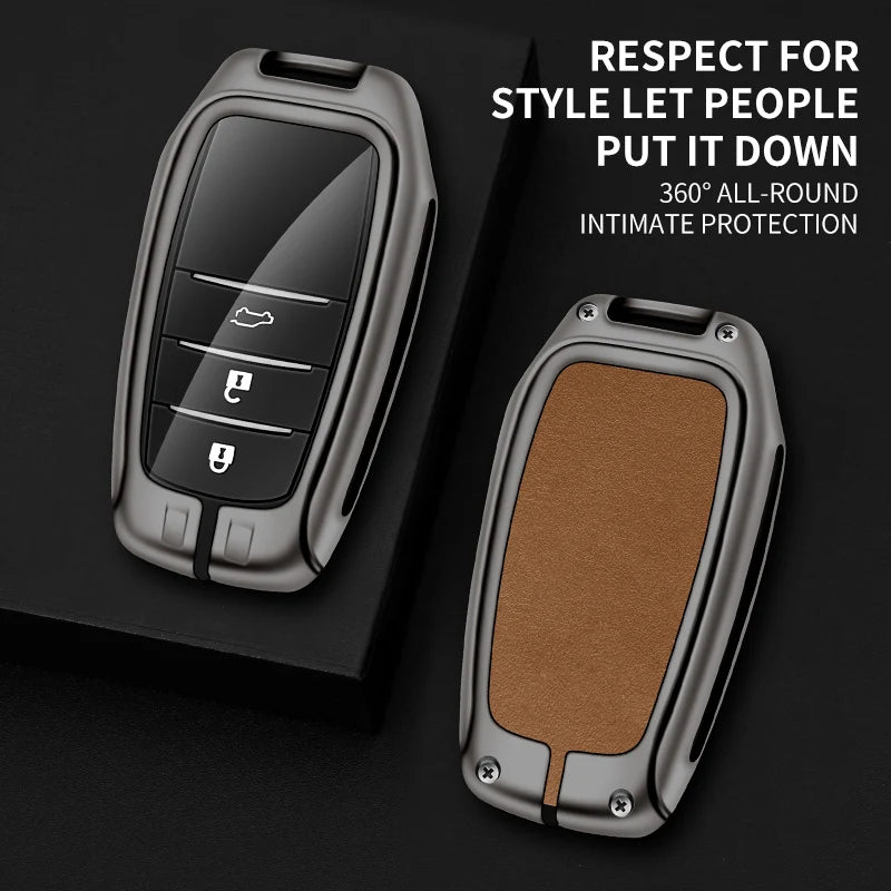 GPRGIT Alloy Leather Key Case Cover for Toyota Corolla RAV4 CHR C-HR Camry Crown Auris 200 Prado Land Cruiser Protector Bag