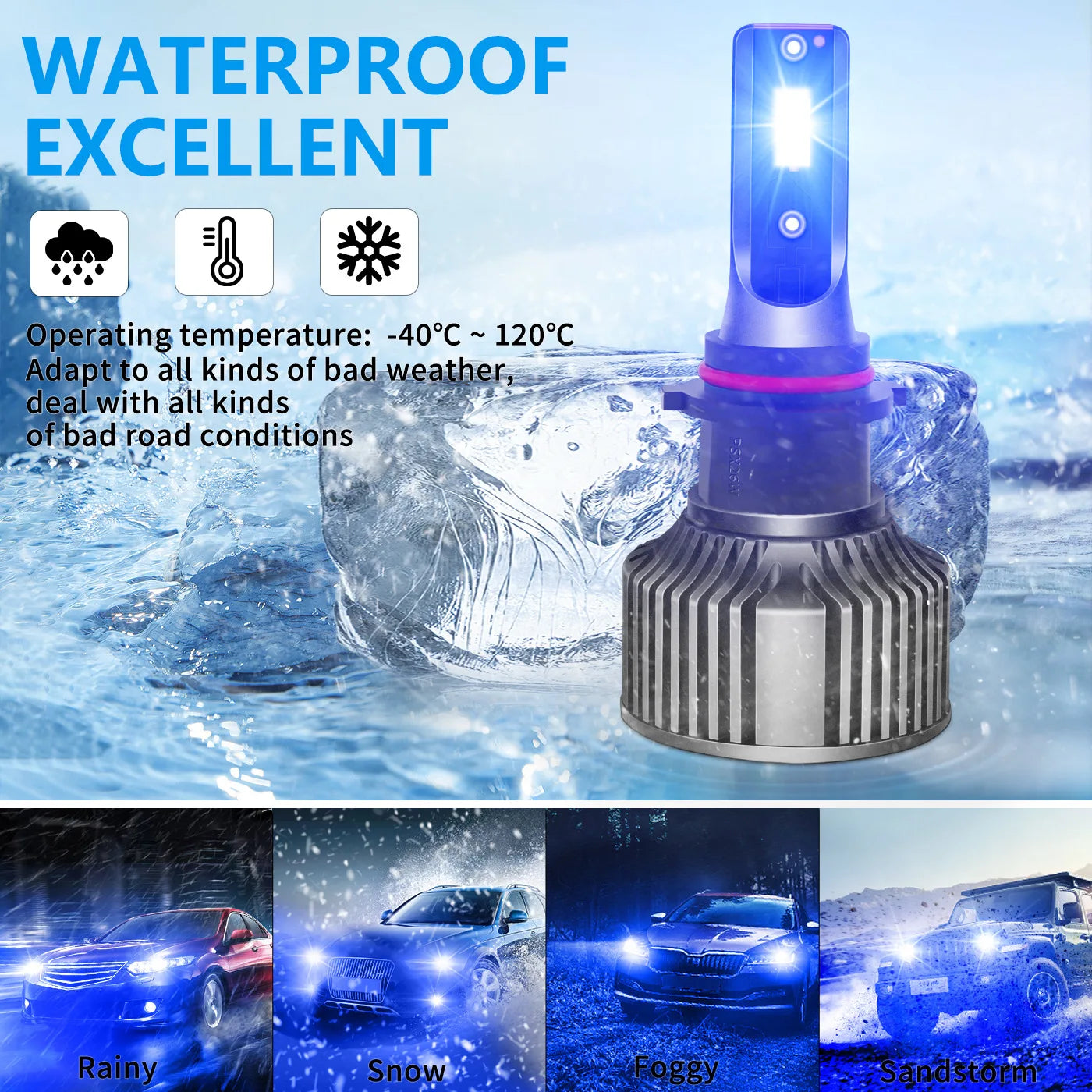 Kit Faros LED 50W | CSP 3570 12V H7 H11 9005 9006 881 5202 Ice Blue Headlight Conversion