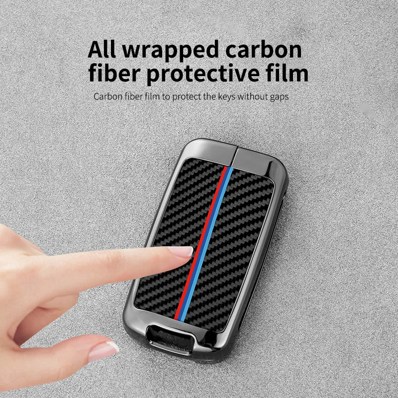 GPRGIT Carbon Fiber Zinc Alloy Car Logo Key Case Cover for Mazda 3 Alexa CX30 CX-4 CX5 CX-5 CX8 CX-8 CX-30 CX9 CX-9