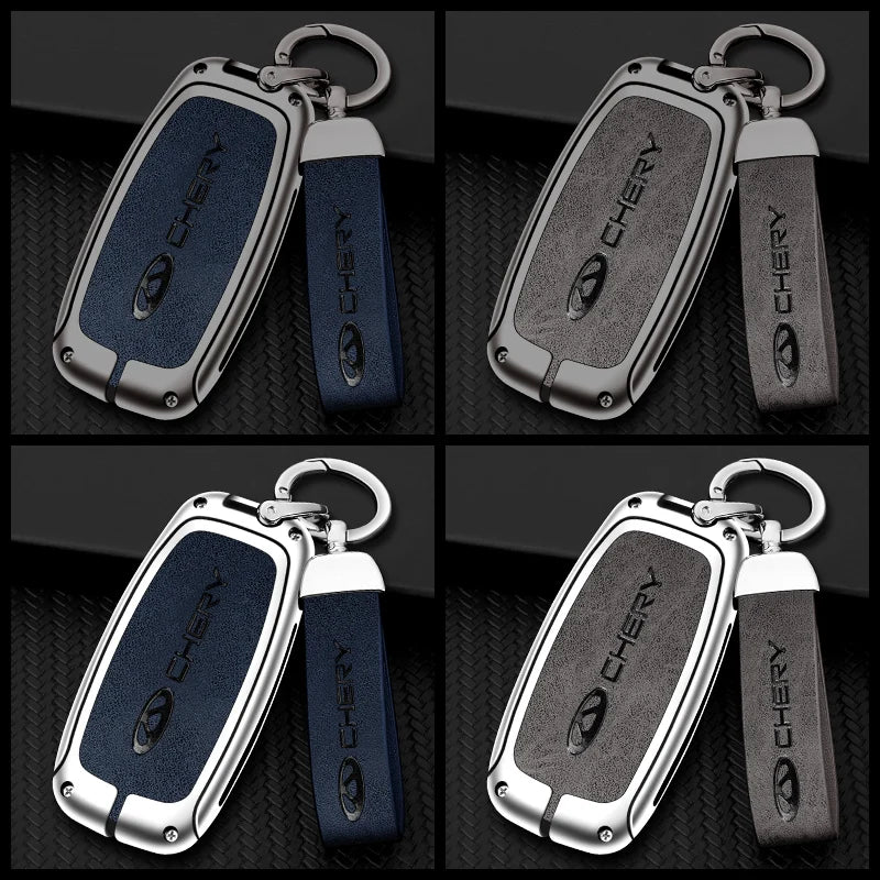 GPRGIT Zinc Alloy Leather Smart Car Key Case Cover for Chery Tiggo 7 Tiggo 8 Pro 8 PLUS Arrizo 5 Remote Keychain Accessories