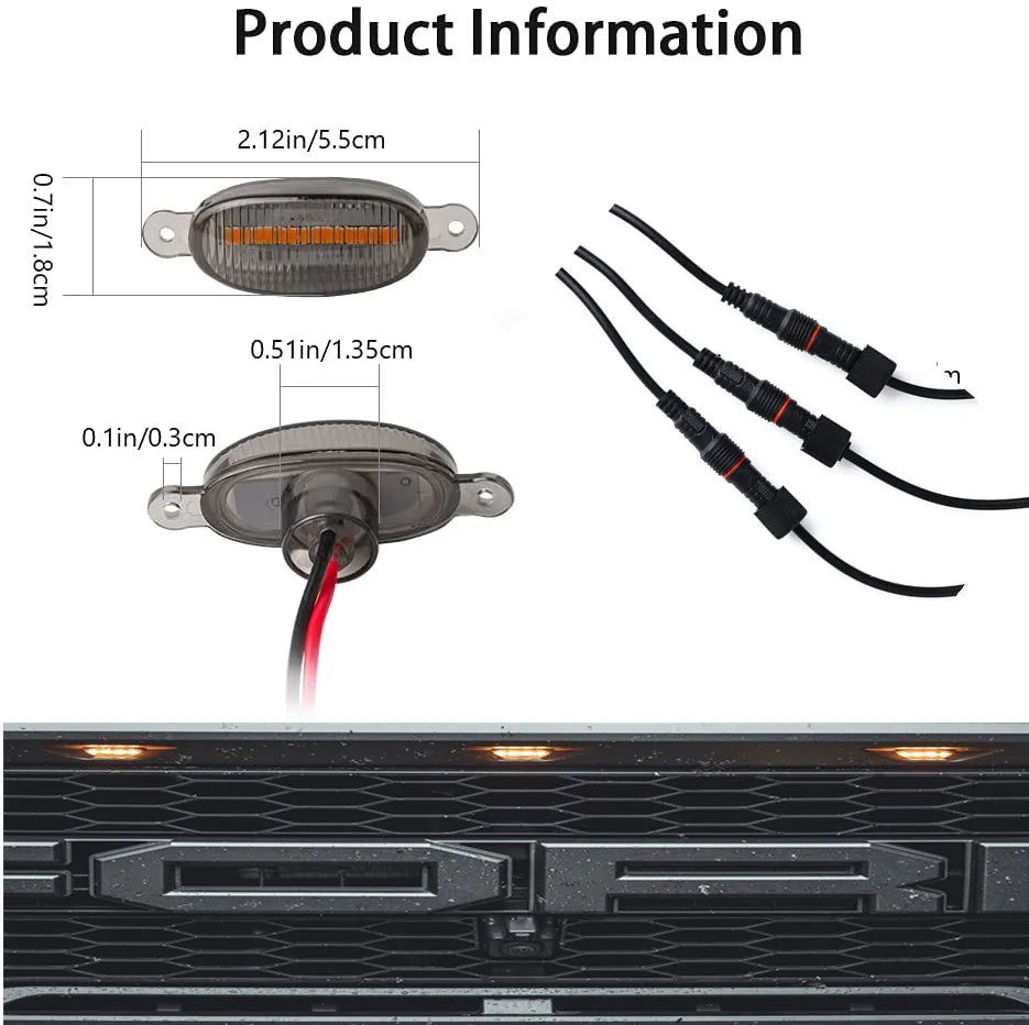 GPRGIT LED Grid Warning Signal Daytime Running Lamp 12V Mid-Grid Yellow 25W