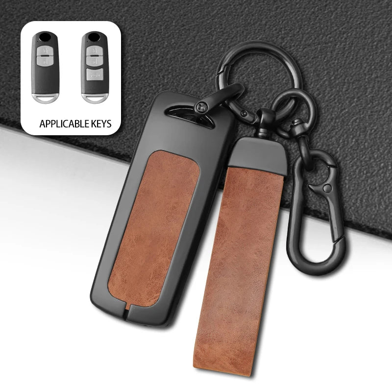 GPRGIT Leather Car Remote Key Fob Cover Case for Mazda 2 3 6 MX-5 Atenza Axela Demio CX-5 CX5 CX-3 CX7 CX-9