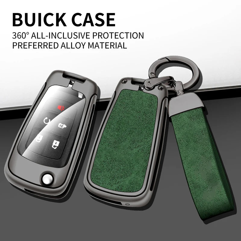 GPRGIT Zinc Alloy Leather Car Logo Key Case Shell for Buick Lacrosse Chevrolet Camaro Cruze Equinox Impala GMC Terrain