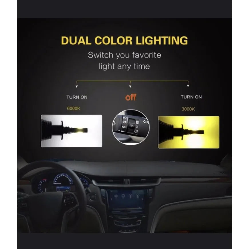 Dual-Color LED Fog Light Bulbs H3 H7 H11 9005 881 H4 H8 H16 9006 HB3 HB4 880 H27 H1, 20W