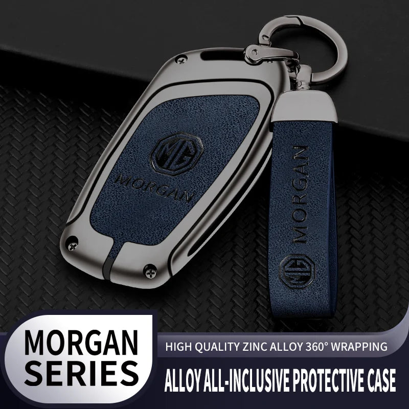 GPRGIT Zinc Alloy Leather Car Key Case Cover for MG ZS HS EV MG5 MG6 EZS EHS for Roewe RX5 I5 I6 RX3 RX8 Keyless Accessories