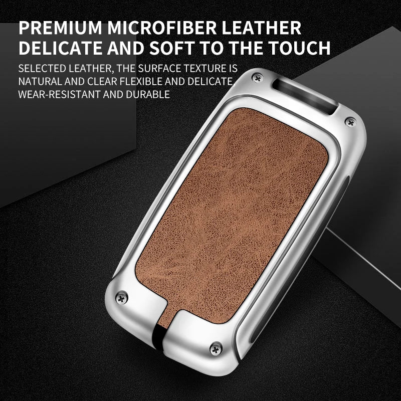 GPRGIT Metal Leather Car Logo Key Case Cover for Jaguar E-Pace XF XFR XJ XJL XJR XE XJ50 XK XKR I-Pace