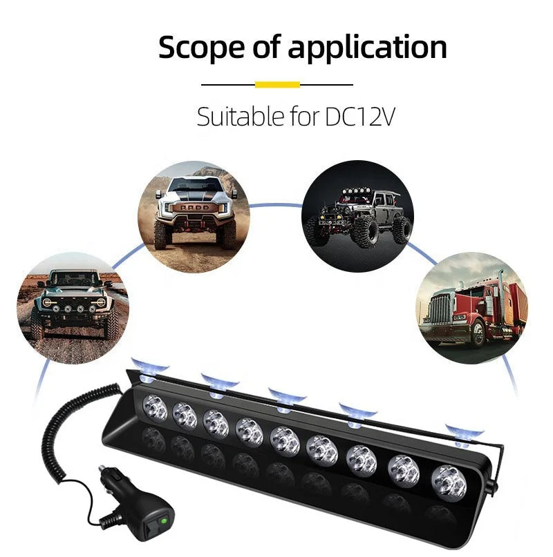 GPRGIT 21SMD Red/Blue LED Strobe Warning Light with Suction Cup - Dashboard Windshield Interior Flash Light