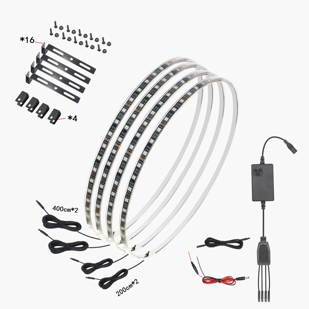 GPRGIT 12V Multicolor LED Wheel Rim Light Kit 15/17/19 Inch 4PC for All Cars