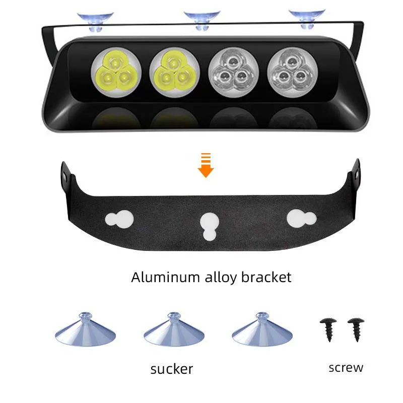 GPRGIT 12SMD Red/Blue LED Strobe Warning Light with Suction Cup - Dashboard Windshield Interior Flash Light