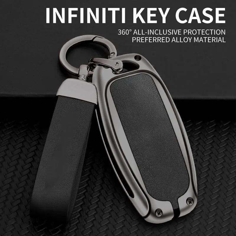 GPRGIT Zinc Alloy Leather Car Logo Key Case Cover Shell for Infiniti Q50 Q60 Q70 QX50 QX60 QX70 G25 EX FX JX35 FX25 FX35 EX35 FX37 JX35