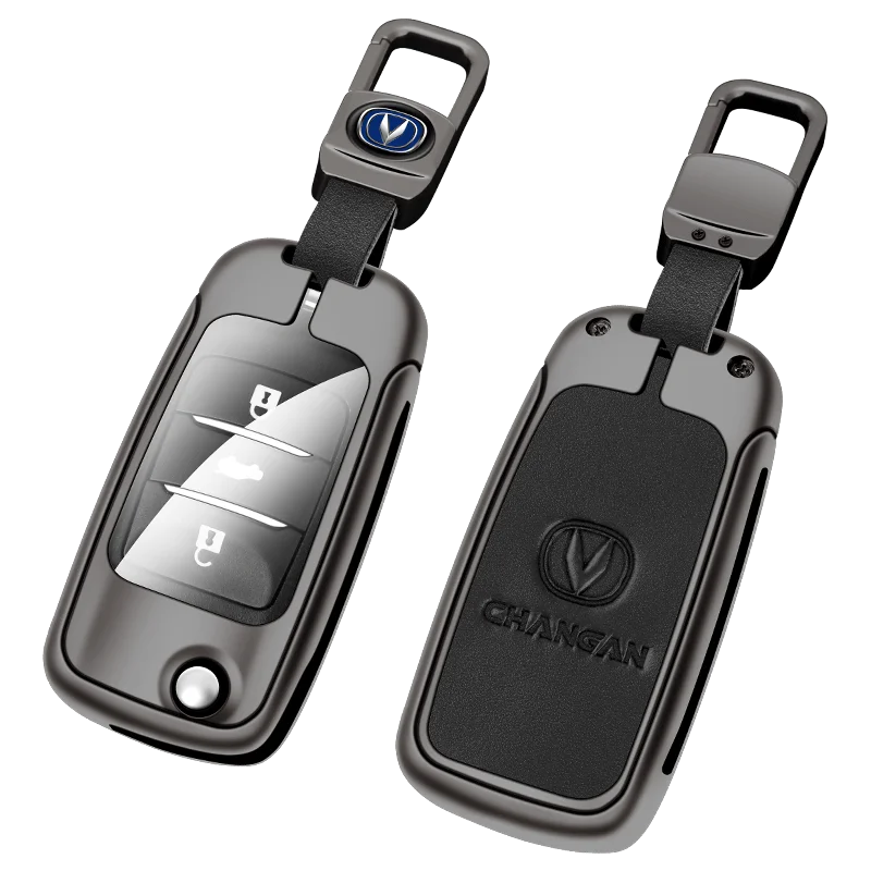 GPRGIT Metal Leather Car Key Case Cover for Changan CS75 CS55 CX70 RAETONCC ALSVIN EADO(X70A) CS15 Keyless Protector Shell