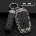 GPRGIT Zinc Alloy Leather Key Case Cover Shell for LYNK&CO 01 PHEV 02 03 05 2017 2018 4 Buttons Key Protector Fob Auto Accessories