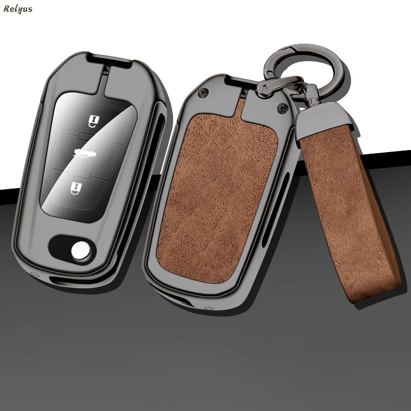 GPRGIT Folding Zinc Alloy Leather Key Case Holder Cover for MG GT 350 MG6 MG3 MG7 MG5 MG 5 6 7