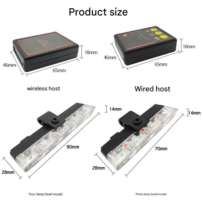 GPRGIT 24V 16-LED 4-in-1 Car Warning Strobe Light Remote Control Emergency Flashing Lamp
