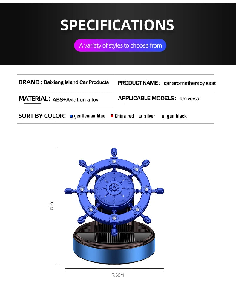 GPRGIT Solar Aromatherapy Steering Wheel Helm Car Perfume Lasting Fragrance Dashboard Ornament